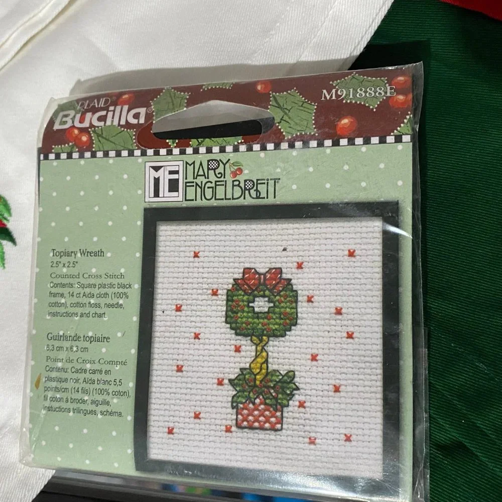 Bundle Christmas Holiday XMAS ME Topiary Wreath Cross Stitch 4 Embroider…